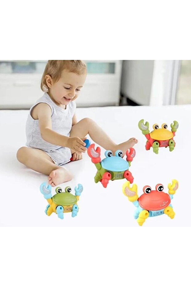 🦀 Yürüyen Yengeç Oyuncak | Işıklı Müzikli Emeklemeye ve Yürümeye Yardımcı Pilli