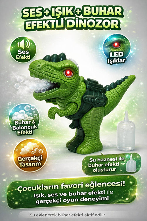 🦖Işıklı Sesli Oyuncak Dinazor Silahı - Buhar Püskürten Buhar Çıkaran Kükreyen Dinozor