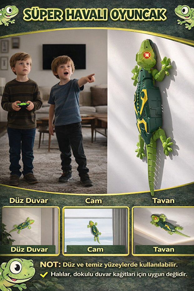 🦎 Duvara Tırmanan Robot Kertenkele 🤖 | LED Işıklı & Uzaktan Kumandalı 🔥