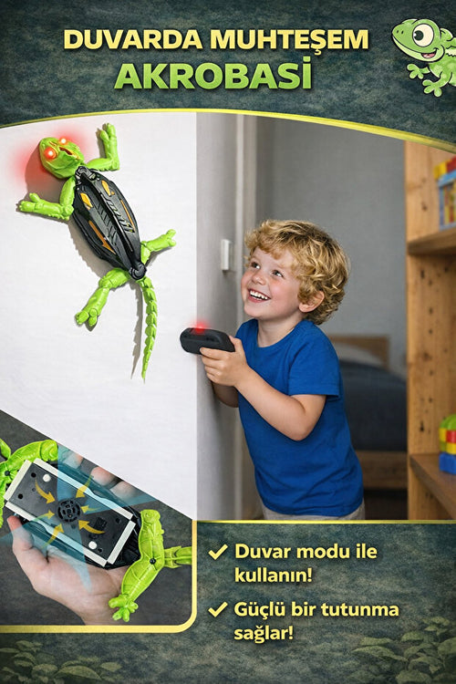 🦎 Duvara Tırmanan Robot Kertenkele 🤖 | LED Işıklı & Uzaktan Kumandalı 🔥