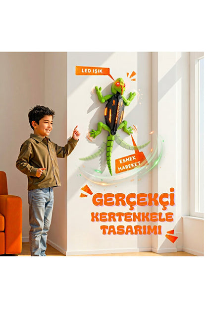 🦎 Duvara Tırmanan Robot Kertenkele 🤖 | LED Işıklı & Uzaktan Kumandalı 🔥