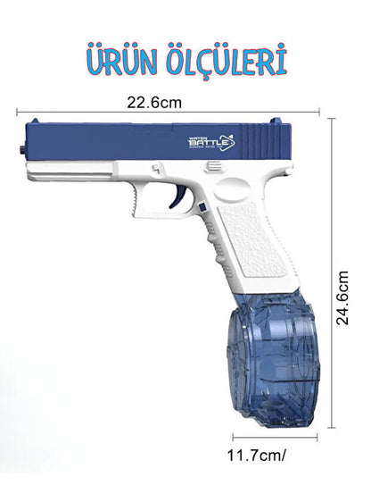 🔫💦 Elektrikli Otomatik Su Tabancası – Şarjlı, Çift Su Hazneli, 10 Metre Menzilli Güçlü Su Tabancası 🌊⚡