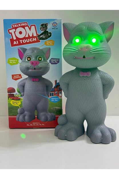 Konuşan Kedi Oyuncak Talking Tom:  🎤 Dokunmatik Sensörlü, Ses Taklit Eden, Işıklı Eğitici Çocuk Oyuncağı
