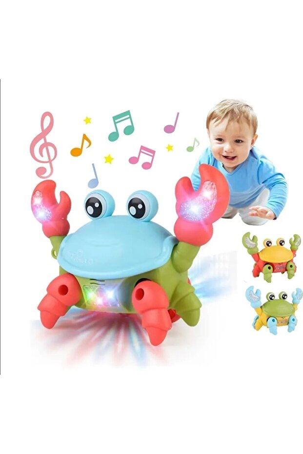 🦀 Yürüyen Yengeç Oyuncak | Işıklı Müzikli Emeklemeye ve Yürümeye Yardımcı Pilli