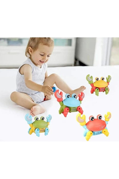 🦀 Yürüyen Yengeç Oyuncak | Işıklı Müzikli Emeklemeye ve Yürümeye Yardımcı Pilli
