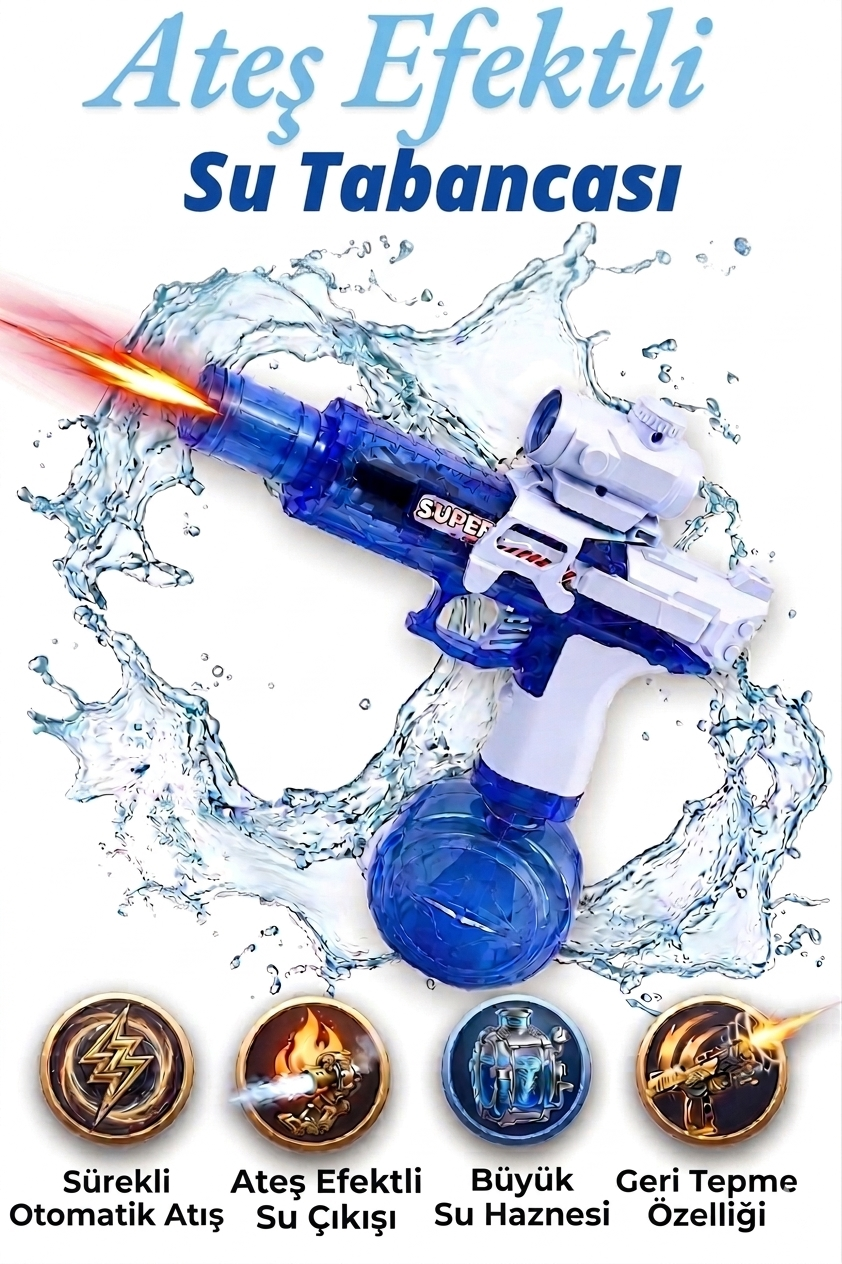 🔫 Elektrikli Otomatik Su Tabancası – Şarjlı Güçlü Su Fırlatma Oyuncağı 💦⚡