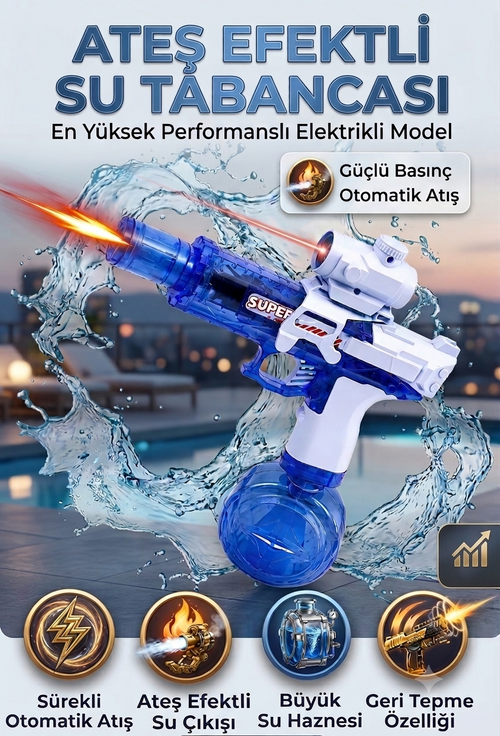 🔫 Elektrikli Otomatik Su Tabancası – Şarjlı Güçlü Su Fırlatma Oyuncağı 💦⚡