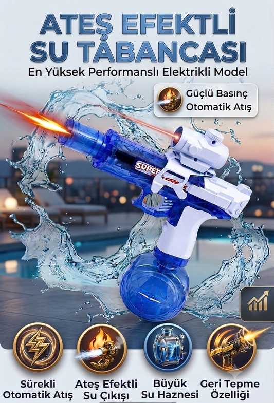 🔫 Elektrikli Otomatik Su Tabancası – Şarjlı Güçlü Su Fırlatma Oyuncağı 💦⚡