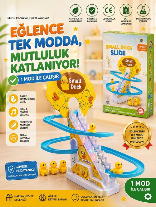 🐥✨Dön Dolaş Ördek Oyunu –🐥 Işıklı & Müzikli Yavru Ördekler 🪜🛝 | Merdivenden Çıkıp Kaydıraktan Kayan Eğlenceli Oyuncak🐥💛