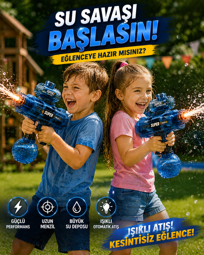 🔫 Elektrikli Otomatik Su Tabancası – Şarjlı Güçlü Su Fırlatma Oyuncağı 💦⚡
